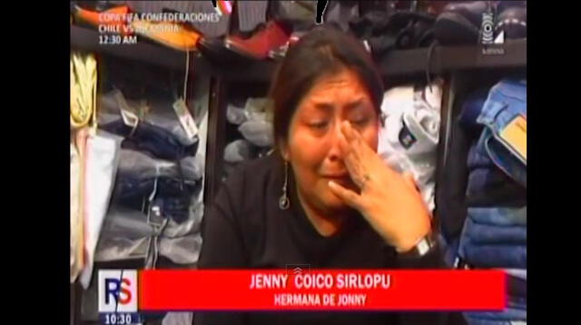 Jenny Coicco llora por su hermano