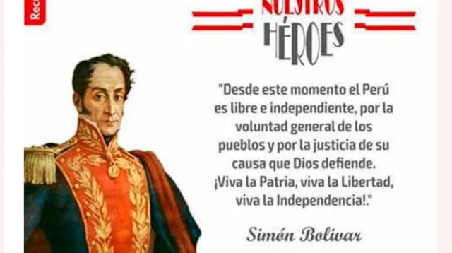 Ministerio de Educación confundió a Simón Bolívar con José de San Martín en Fiestas Patrias