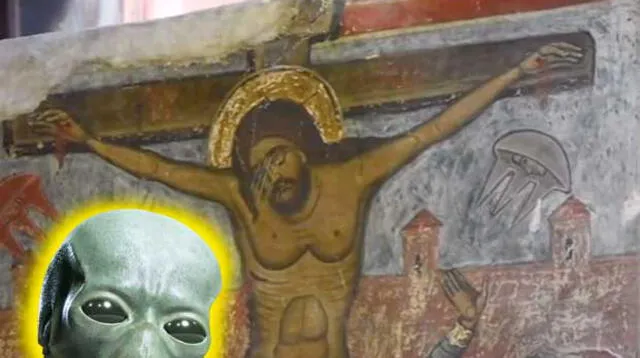 Descubren retrato de un supuesto OVNI en cuadro de crucifixión de Jesús
