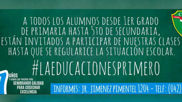 Colegio privado ofrece clases gratis a los alumnos afectos por la huelga de profesores Colegio privado ofrece clases gratis a los alumnos afectos por la huelga de profesores