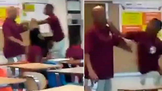 Estudiante discute con su maestro en plena clase y termina noqueándolo