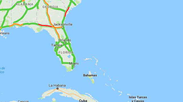 Google Maps muestra el estado de carreteras en Florida
