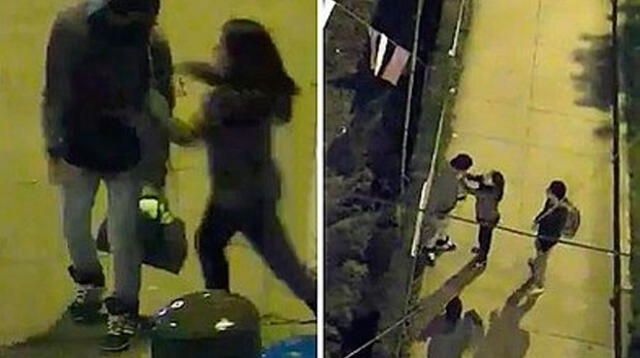 Mujer se descontroló y golpeó a su pareja en plena calle