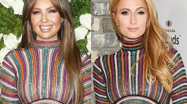 Paris Hilton pasó vergüenza al usar mismo vestido que Thalía.