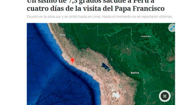 Así informaron los medios internacionales el sismo en Arequipa