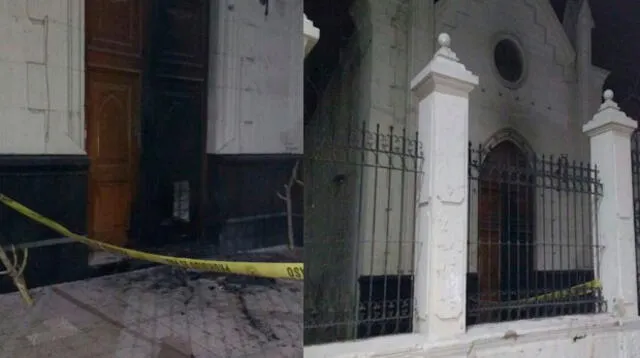 Sujetos quemaron la puerta de una iglesia en Arequipa 