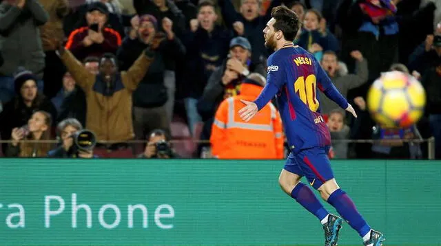 Messi celebra su nuevo gol en Barcelona