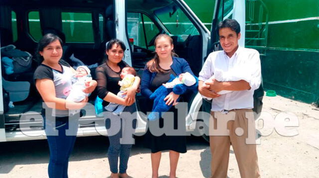 Walter y Magaly junto a sus bebés