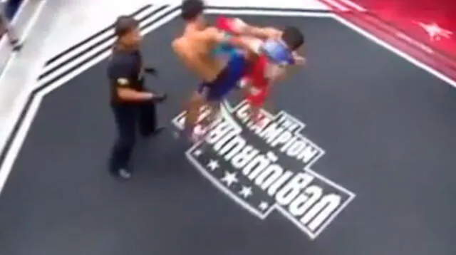 La brutal patada voladora que dejó inconsciente a peleador de Muay Thai 