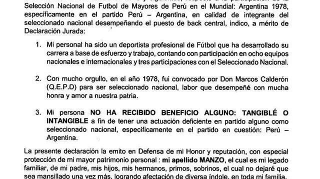 El documento donde Manzo anuncia las medidas que tomará contra Velásquez