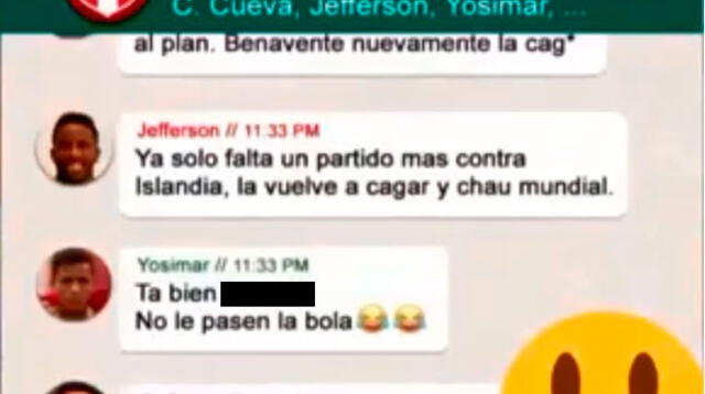 En WhatsApp recrean supuesto complot de selección peruana contra Benavente 