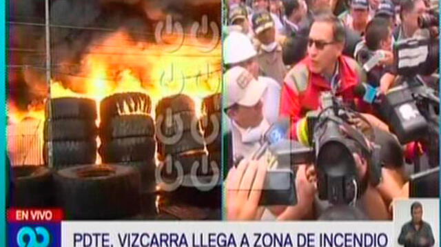 Presidente Martín Vizcarra llegas hasta el lugar del incendio