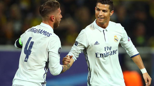 Sergio Ramos y Cristiano Ronaldo amigos en el Real Madrid y rivales en el Mundial. FOTO:EFE