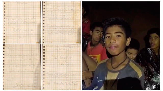 Niños atrapados en cueva de Tailandia enviaron cartas a sus familiares