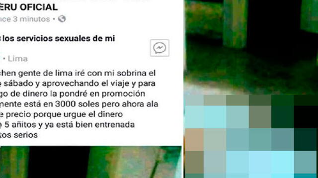 Sujeto ofrecía los servicios sexuales de su sobrina de 5 años en Facebook