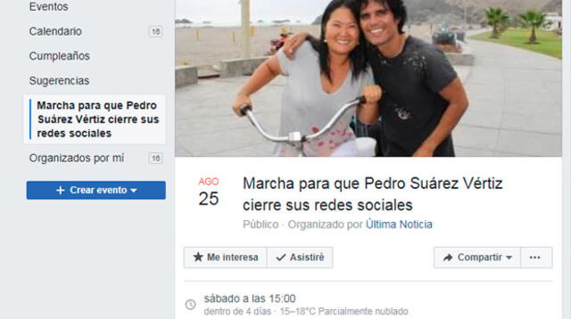 Usuarios convocan marcha para que Pedro Suárez Vértiz deje sus redes sociales 