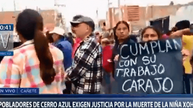 Cientos de pobladores del distrito de Cerro Azul, Cañete protestan por muerte de Xohana