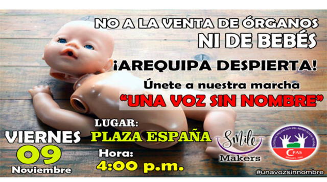 Marcha contra el tráfico de bebés y órganos en Arequipa