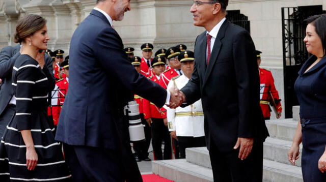 Presidente Martín Vizcarra recibió a los reyes de España Felipe VI y Letizia en Palacio de Gobierno