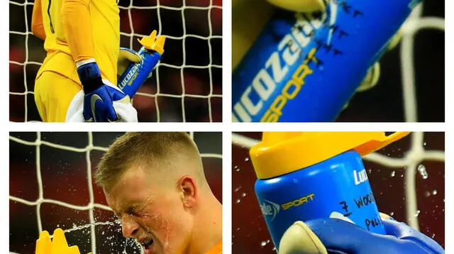 Tal como ocurrió ante Colombia en Rusia Pickford utilizó botella con instrucciones ante Estados Unidos