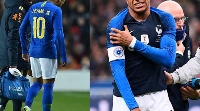  Ambos atacantes Neymar y Mbappé  no acabaron los amistosos de sus selecciones. 