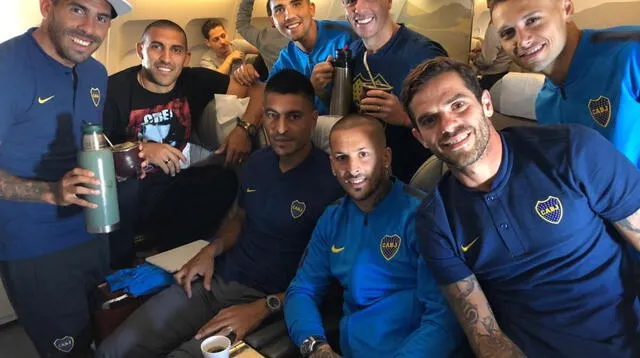 Los jugadores de Boca en pleno viaje