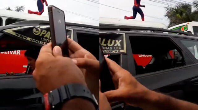 Spiderman peruano sorprende saltando buses en Lima
