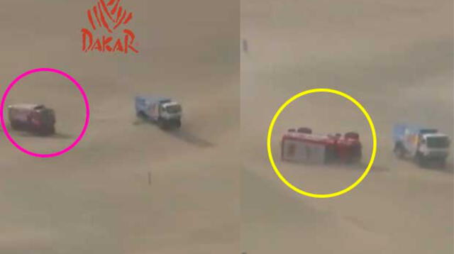 Camión se volcó en plena competencia de la tercera etapa del Dakar 2019