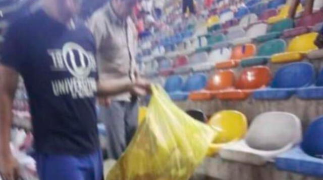 Universitario: hinchas limpiaron el Estadio Monumental luego de la Noche Crema