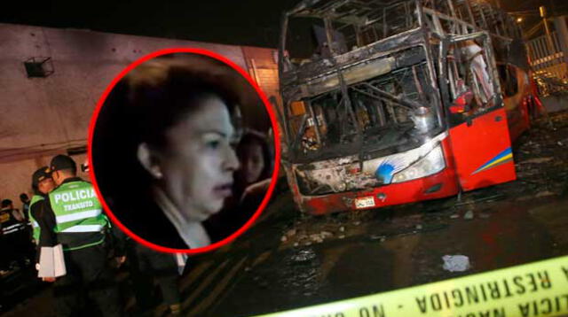 Mujer aseguró que echaron gasolina a bus minutos antes de iniciarse el incendio