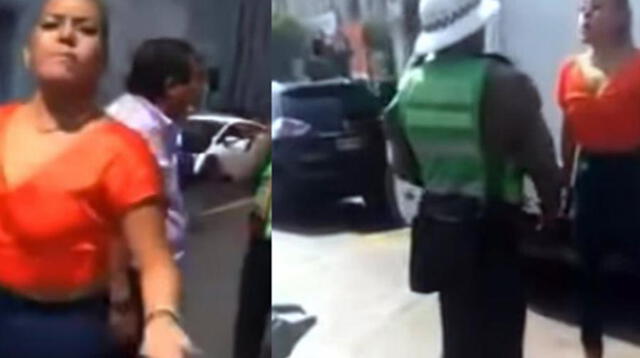 Mujer agredió a efectivo PNP tras choque en el Cercado de Lima Mujer agredió a efectivo PNP tras choque en el Cercado de Lima
