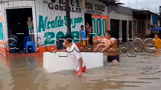 Torrencial lluvia provocó inundaciones en las calles de Iquitos