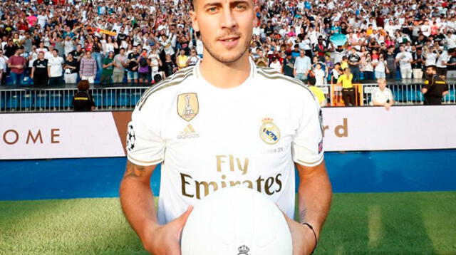 Eden Hazard fue presentado en el Real Madrid con el Santiago Bernabéu repleto