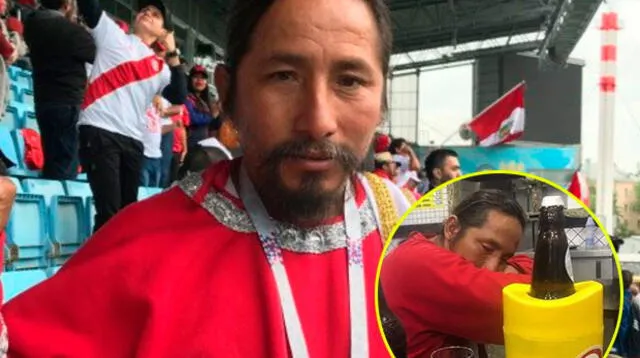 Imágenes en redes sociales, mostraban al hincha de la selección peruana con unas botellas de cerveza alredor