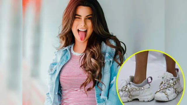 Ivana Yturbe no dudó en modelar sus costosas zapatillas y exhibirlas a todo el público peruano