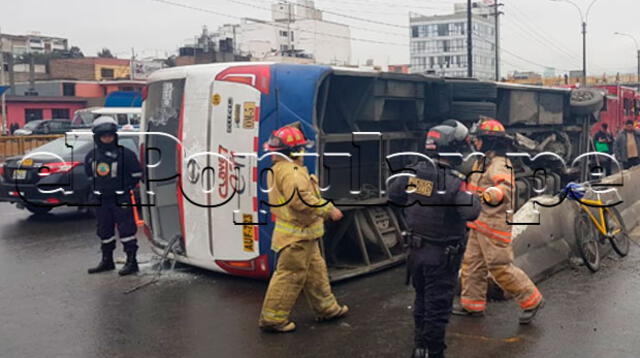 Bus se despista en avenida Circunvalación y deja 13 heridos 