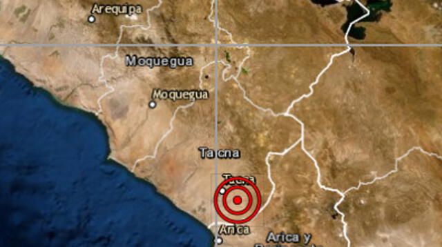  Epicentro fue a 15 km al sur de Calana