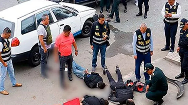 Integrantes de la banda delincuencial que fue interceptada por la PNP