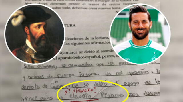 Alumno confunde al conquistador Francisco Pizarro con el futbolista Claudio Pizarro