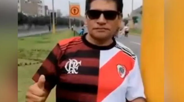 Hincha peruano mostró camiseta doble del River y el Flamengo en Copa Libertadores 2019