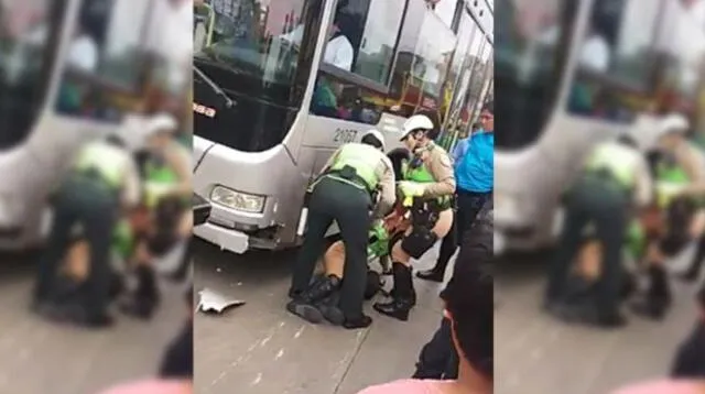 SMP: Bus del Metropolitano chocó a policía motorizada