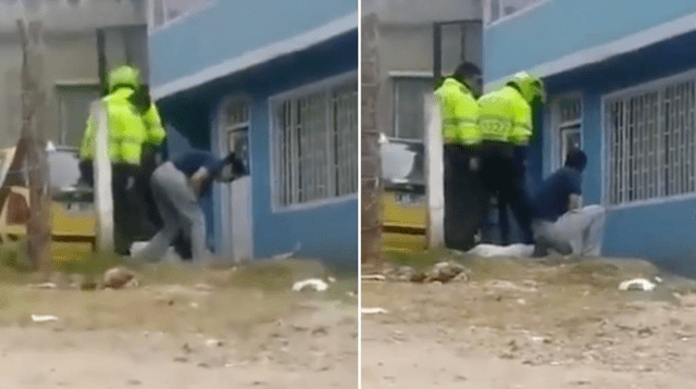 Los policías golpearon con un palo al pitbull