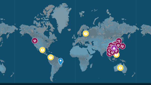 En el mapa de Google se observa 24 ciudades oficiales con casos de coronavirus