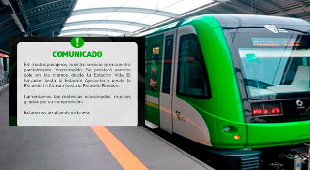 Metro de Lima emite comunicado.