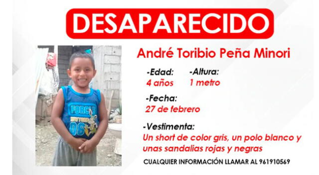 Menor de cuatro años desapareció el 27 de febrero de este año.