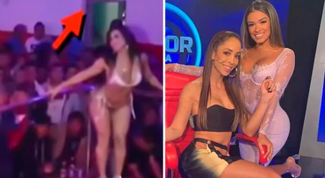 Ambas ingresan al escenario como si estuvieran modelando y luego se quitan la ropa.