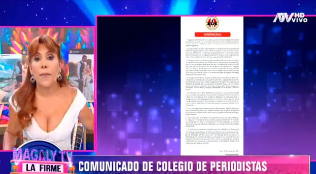 Magaly Medina responde a Colegio de Periodistas.