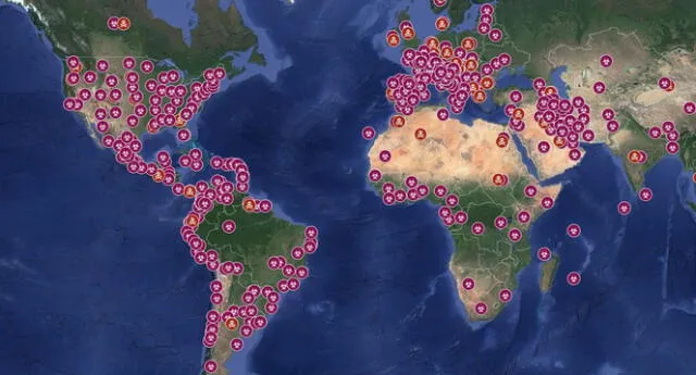 Mapa de las naciones sin Covid-19.