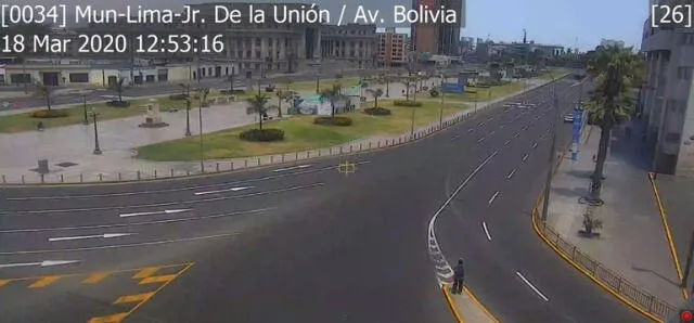 Jirón de la Unión con Avenida Bolivia cerca a la vía Expresa del Paseo de la República.