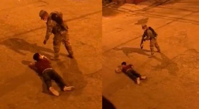 Militar apunta con su arma a joven durante el estado de emergencia